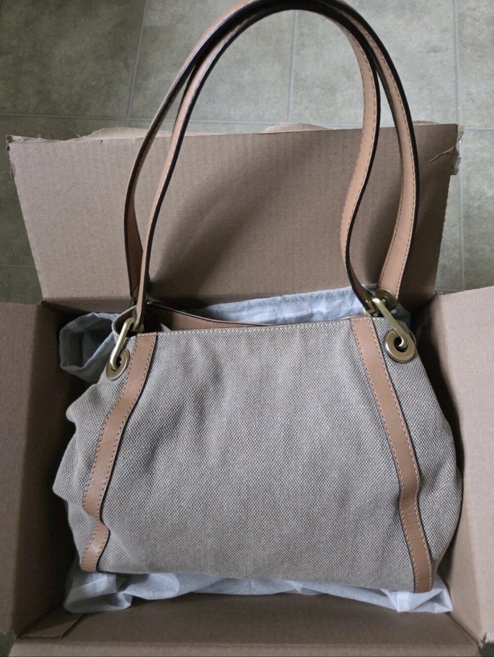 NWT MICHAEL KORS NATURAL COLORS LEATHER/TEXTILE LARGE POCKETS SHOULDER TOTE - Picture 8 of 15